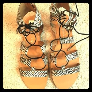 Zebra Print Sandals Size 10